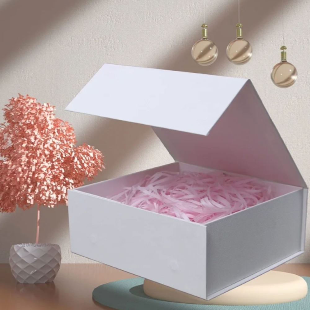 Elegant White Gift Box with Pink Interior